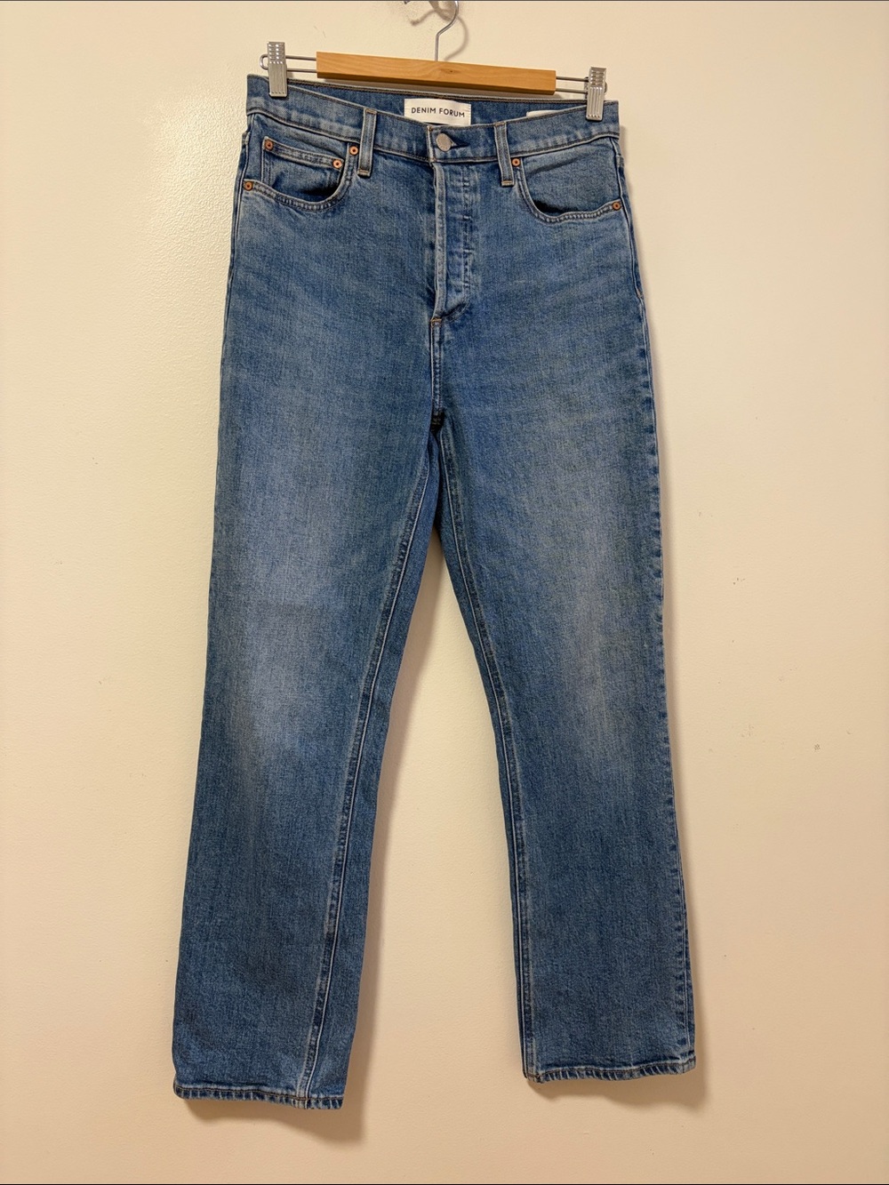 Denim Forum Jeans Womens 28 x 28 Arlo High Rise Straight Blue Retro Aritzia